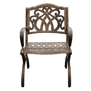 Ornate Traditional Outdoor Cast Aluminum Dining Chair - Bronze - Oakland Living - 1 of 4