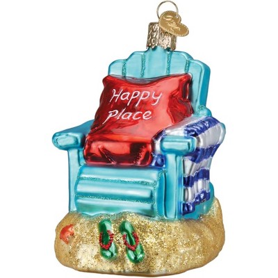 Old World Christmas Glass Blown Ornament, "Happy Place" Beach Chair