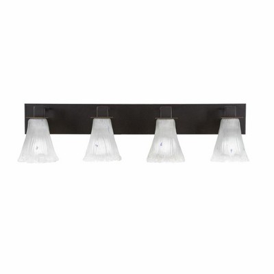 Toltec Lighting Apollo 4 - Light Vanity in  Dark Granite with 5.5" Fluted Frosted Crystal Shade