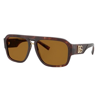Dolce & Gabbana DG 4403 322283 Unisex Pilot Polarized Sunglasses Dark Red Havana 58mm