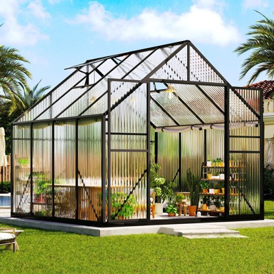 AMERLIFE Polycarbonate Greenhouse for Outdoors, Walk-in Design with Aluminum Frame