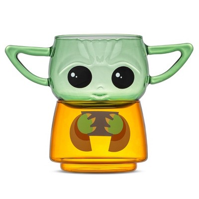 Star Wars: The Mandalorian Grogu with Frog 10-Ounce Tumbler Glasses | Set of 4