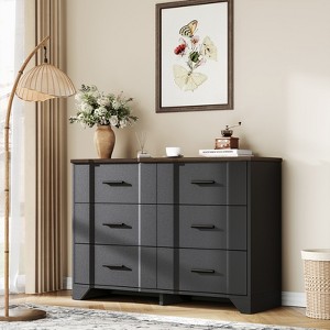 Farmhouse Drawers Dresser for Bedroom, Wood Curved Wide Chest of Drawers - 1 of 4