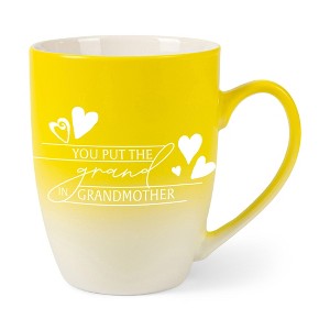 Elanze Designs You Put The Grand In Grandmother Two Toned Ombre Matte Yellow and White 12 ounce Ceramic Stoneware Coffee Cup Mug - 1 of 4