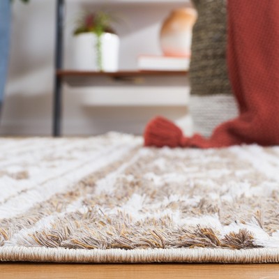 Taupe and Ivory 8' x 10' Flat Woven Synthetic Area Rug