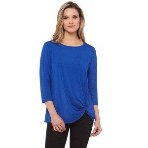 Rekucci Women’S Super Soft Knit Top With Knot Detail And 3/4 Sleeves – Eco-Friendly, Comfortable And Stylish Everyday Wear - 1 of 3