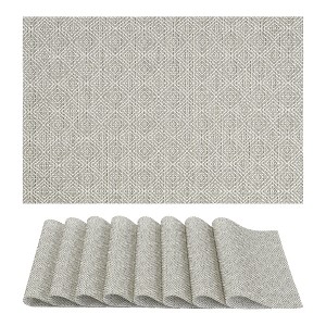 REGALWOVEN Farmhouse Placemats Set of 8 Plastic Placemats for Dining Table Decor Indoor Washable Kitchen Table Mat with Pattern - 1 of 4