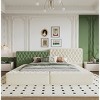 King Size Special-Shaped Upholstered Bed,Deep Button Tufting Bed with Padded Headboard, Bed with Storage in Rails and Footboard-Baofuwish - 3 of 4