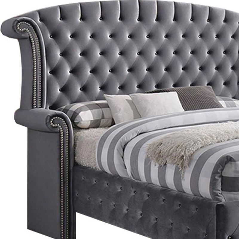 Rebekah Eastern King Bed Gray Fabric - Acme Furniture, 4 of 7