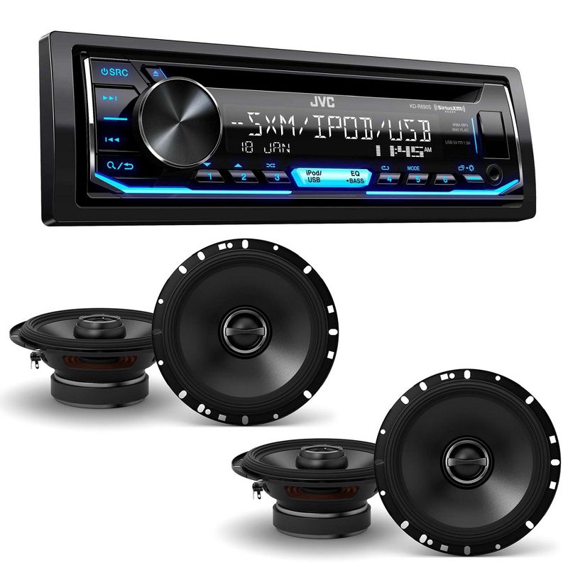 JVC KD-R690S CD Receiver featuring Front USB / AUX Input / Pandora / Sirius XM Ready / Variable Illumination with 2 Pairs S-S65 Type S 6.5" Coax, 1 of 10