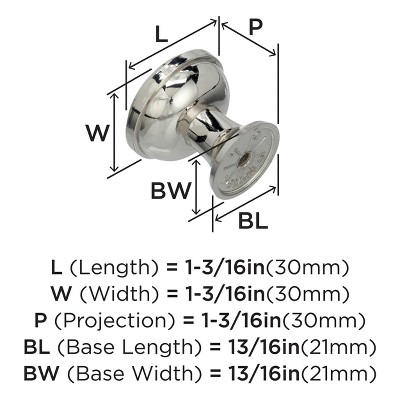 Polished Nickel Round Cabinet Knob with Mounting Hardware