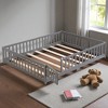 Mshliw Twin / Full Floor Beds with Door and Safety Guardrails, Solid Wood Low-Profile Platform Frames with Fence Design - 3 of 4