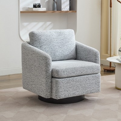 Hrinhom 31.5" W Chenille Accent Chair with Back Pillow,Modern Swivel Barrel Chair,Club Chair
