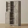 Farmhouse Kitchen Pantry, 72" Tall Pantry Cabinet with 4 Barn Doors, 4 Adjustable Shelves and 8 Door Shelves Wash - 3 of 4