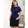 Whizmax Plus Size Cocktail Party Dress Bodycon Elegant Midi Dress Peplum Business Work Office Sheath Pencil with Belt - 2 of 4