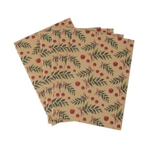 Unique Bargains Gift Wrap Paper Christmas Kraft 27.56"x19.69" 5 Pcs - 1 of 4