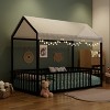 KTMBDW Twin/Full Floor Bed with Fence, Twin/Full Size Montessori Floor Beds with Roof, Metal House Bed Frame for Girls, Boys, Easy Assemble - 4 of 4