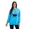 Sesame Street Big Face Cookie Monster Blue Crew Neck Long Sleeve Oversized Fleece Sweatshirt - 2 of 4