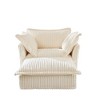 NicBex Couches for Living Room Single Deep Seat Sofa Couch Corduroy Slip-covered Armchair with Footstool and Big Toss Pillows, Cream - 2 of 4