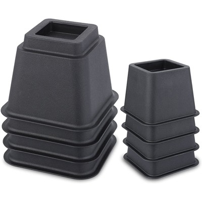Heavy Duty Black Adjustable Bed and Furniture Risers Set