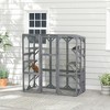 PawHut Catio Outdoor Cat Enclosure, Large Wooden Cat House with 6 Jumping Platforms, Weatherproof Roof, for 1-3 Cats, 59" x 28" x 60", Gray - 2 of 4