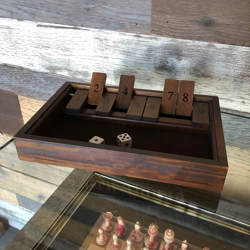 WE Games 9 Number Shut the Box Board Game with Walnut Stained Wood, 11 in., 4 of 5