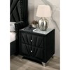 Vynxaria Fully Upholstered 2-Drawer Nightstand - Art Deco Design, Crystal-Like Knobs, Glass Top, Chrome Legs - 2 of 4