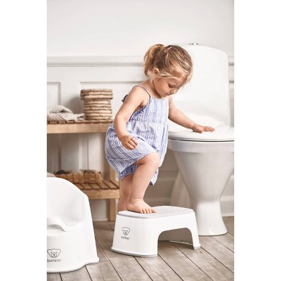 White and Gray Plastic Non-Slip Child Step Stool