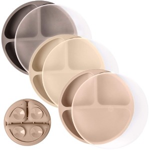 WeeSprout Suction Plates for Babies & Toddlers | 100% Silicone | Plates Stay Put with Suction Feature | Divided Design | 3 Pack - 1 of 4