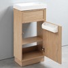 15.75" Rustic Bathroom Vanity with Resin Sink, Push-to-Open Soft-Close Door, Adjustable Shelf, Reversible Basin Design - 4 of 4