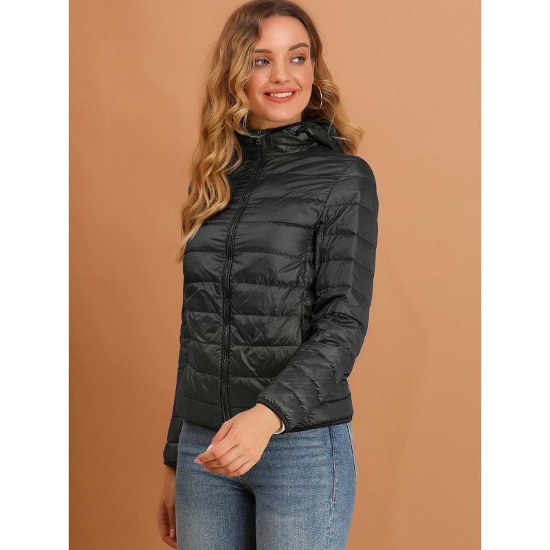 Allegra K Women's Hooded Packable Thickened Short Down Puffer Jacket, 4 of 7