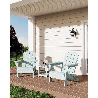 Folding Adirondack Chairs Set of 2, HDPE Plastic Outdoor Chairs with Wood Texture- 380Lbs & Weather Resistant for Fire Pit,Patio, Backyard