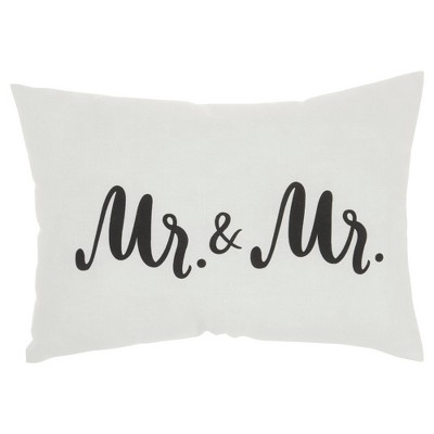 14"x20" Mr. & Mr. Throw Pillow White - Kathy Ireland Home