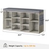 WhizMax Grey Shoe Bench Cubby Organizer with 10 Cubbies, Foam Pad Seating Cushion, 3-Tier Adjustable Shelf for Hallway Bedroom Living Room Dorm - 2 of 4
