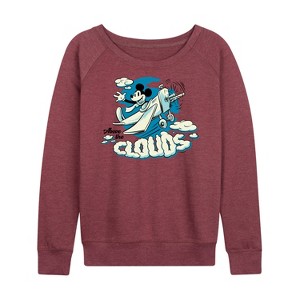 Women's - Disney - Above The Clouds Lightweight French Terry Wide Neck Long Sleeve Shirt - 1 of 4