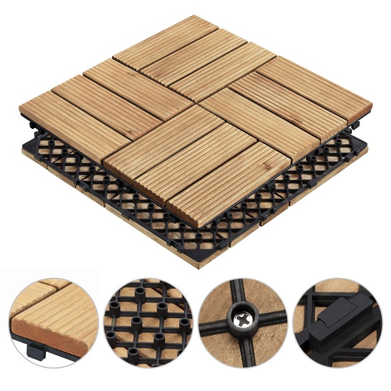 Yaheetech Pack of 27 Waterproof Plastic Interlocking Fir Wood Flooring Tiles, 5 of 7