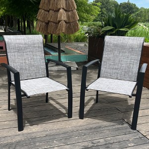 Garden Patio Chairs Set of 2, Weather Metal Outdoor Dining Chairs , Garden, Poolsides - 1 of 4