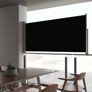 vidaXL Side Awning Black fabric, Grey steel frame - 1 of 4