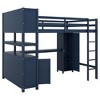 Full Size Wood Loft Bed with Desk, Cabinet and Bookshelf - 4 of 4