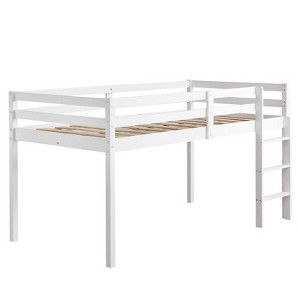 Karl Home Elevated Cross Bracing Straight Ladder Twin Pine Wooden Bed in White - 1 of 4