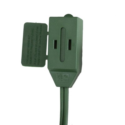 Northlight Indoor Power Extension Cord 3-Outlets with Safety Lock - 15' - Green