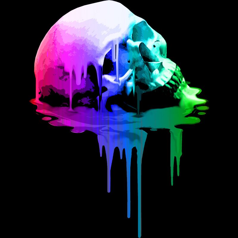 Men's Design By Humans Melting Skull with Vibrant Colors By robotface T-Shirt, 2 of 5