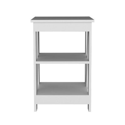 NicBex 15.7 inch High Nightstand with 3-Tier Storage Shelf,Modern Side Table with Solid Wood Frame,Bedside Table for Bedroom,Living Room,Black/White