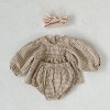 MyKids-USA Baby Girl Plaid Pattern Loose Blouses WIth Shorts Headband 3 Pieces Sets - 2 of 4