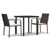 vidaXL 3 Piece Patio Dining Set with Cushions - Brown Poly Rattan and Steel Outdoor Furniture for Garden and Patio - 3 of 4