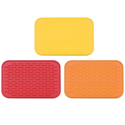 Unique Bargains Dish Drying Mat Set Silicone Drain Pad Heat Resistant  Suitable For Kitchen 3 Pcs : Target