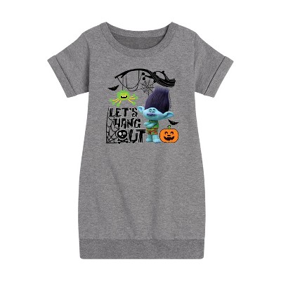 - Trolls - Lets Hang Out Branch Graphic Short Sleeve Fleece Dress