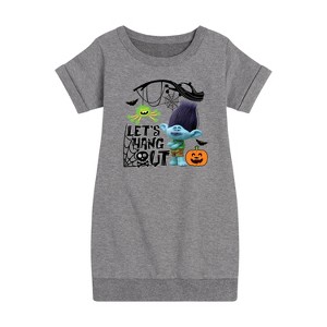 - Trolls - Lets Hang Out Branch Graphic Short Sleeve Fleece Dress - 1 of 3