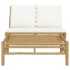 vidaXL 2 Piece Patio Lounge Set with Cream White Cushions Bamboo - 3 of 4