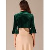 Allegra K Women's Velvet Shrug 3/4 Sleeve Open Front Ruffled Cropped Cardigan - 3 of 4